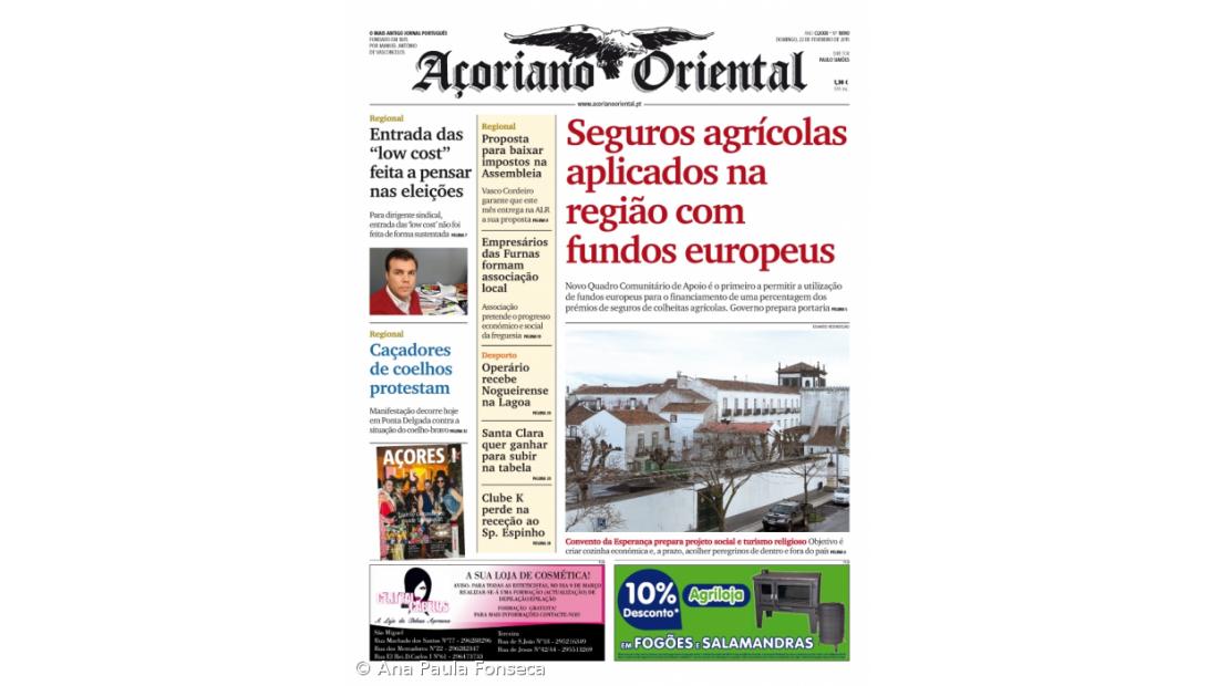 Seguros agrícolas aplicados na região com fundos europeus