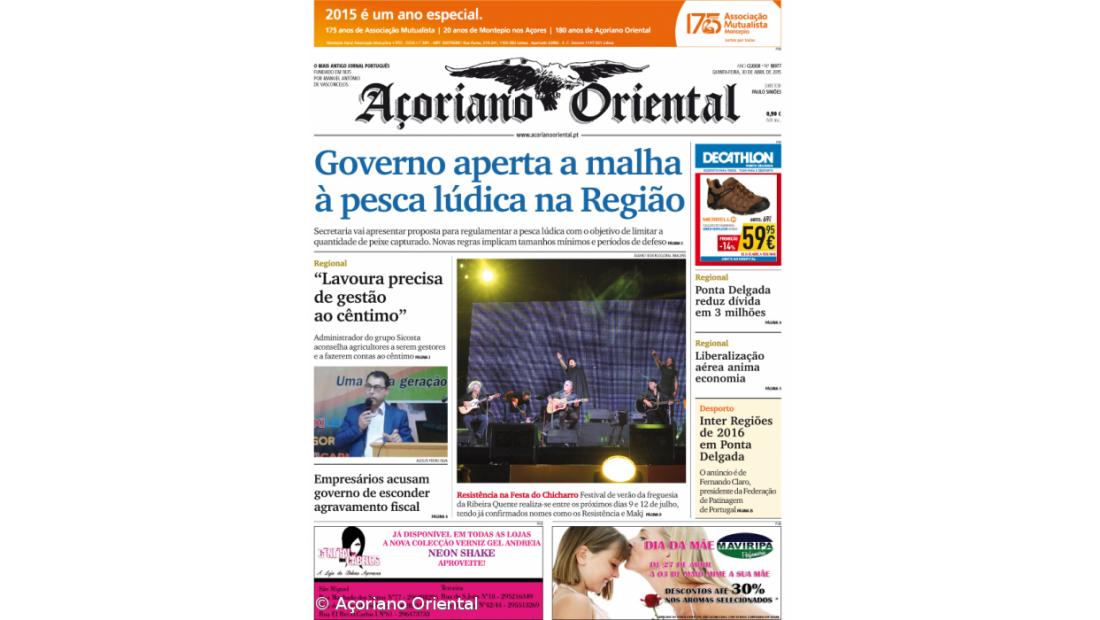 "Governo aperta a malha à pesca lúdica na Região" é a manchete do Açoriano Oriental