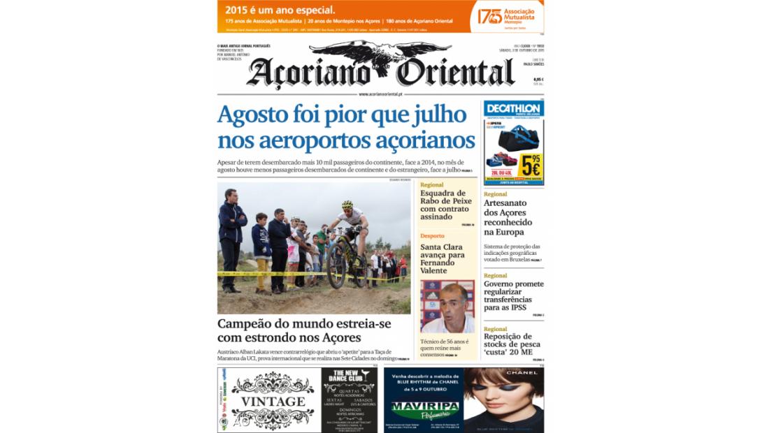 "Agosto foi pior que julho nos aeroportos açorianos" é a manchete do Açoriano Oriental