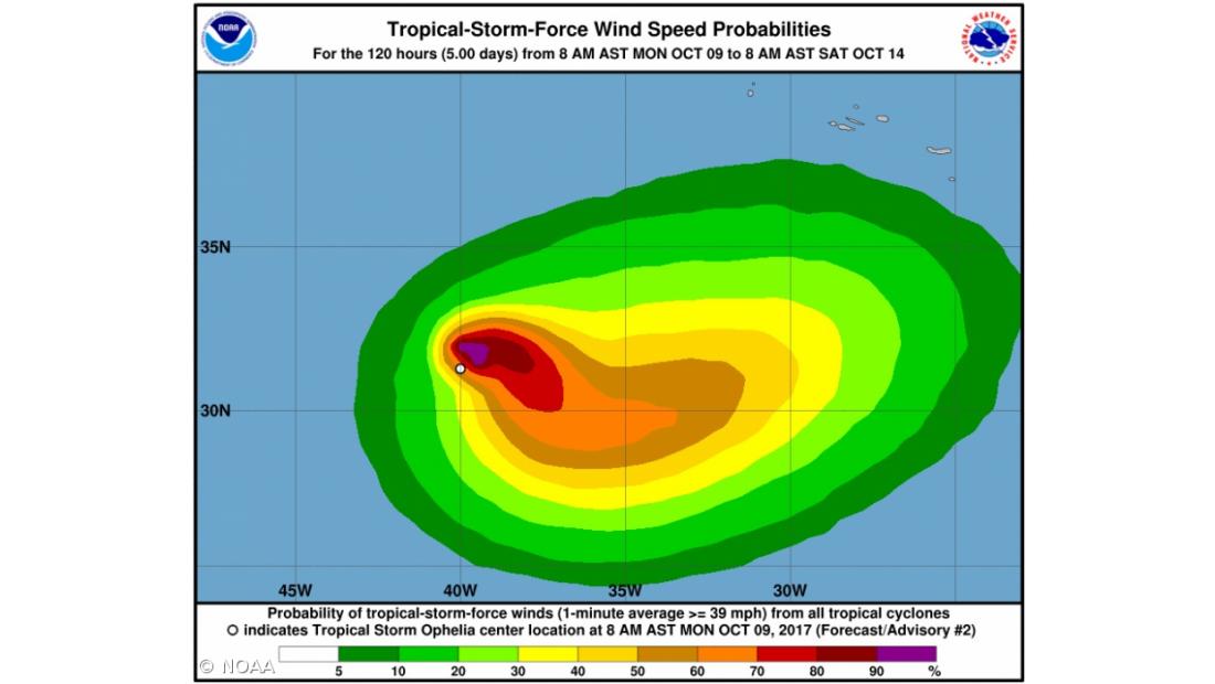 Efeitos da tempestade tropical Ophelia poderão sentir-se nos Açores a partir de sábado 
