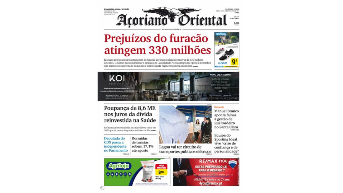 "Prejuízos do furacão atingem 330 milhões"