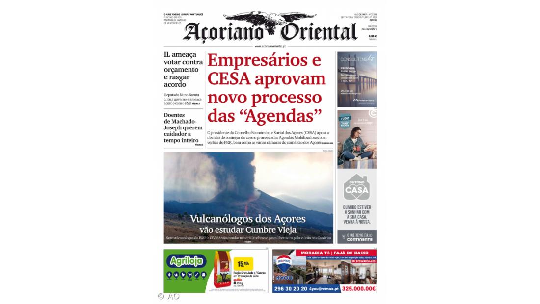"Empresários e CESA aprovam novo processo das 'Agendas'" é a manchete do Açoriano Oriental