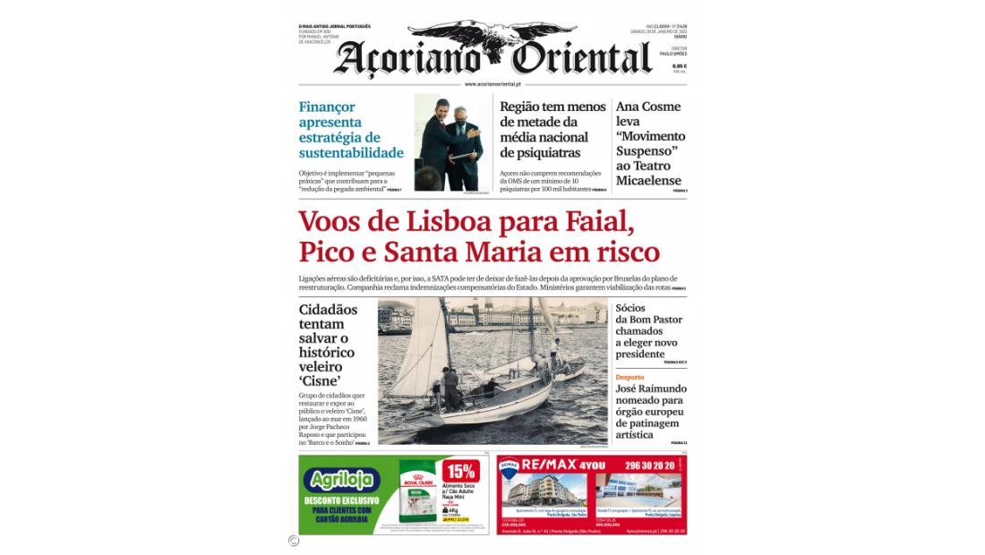 "Voos de Lisboa para Faial, Pico e Santa Maria em risco" é a manchete do Açoriano Oriental