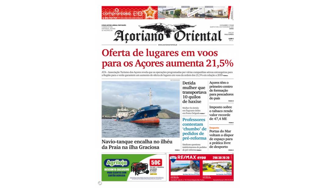 Oferta de lugares em voos para os Açores aumenta 21,5%