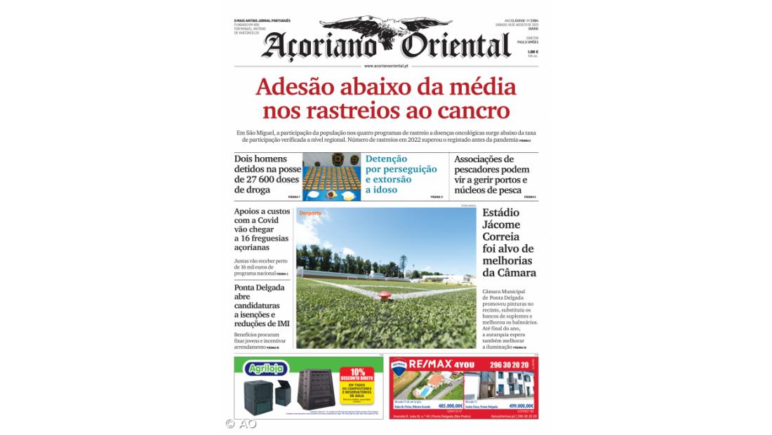 "Adesão abaixo da média nos rastreios ao cancro" é a manchete do Açoriano Oriental