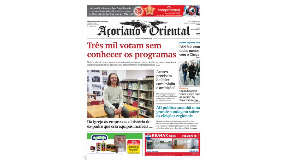 "Três mil votam sem conhecer os programas" é a manchete do Açoriano Oriental