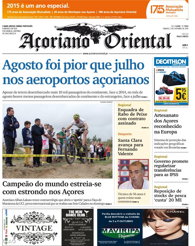 "Agosto foi pior que julho nos aeroportos açorianos" é a manchete do Açoriano Oriental – Imagem 1