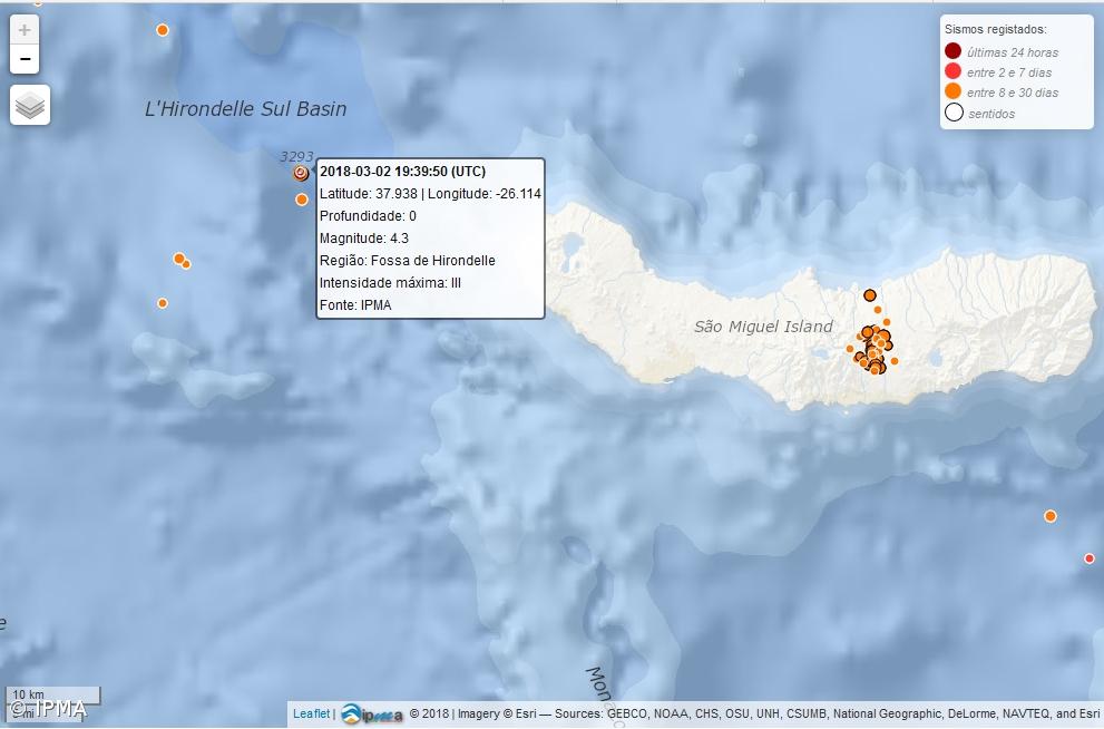 Sismo sentido na parte oeste e central da ilha de São Miguel sem fazer estragos – Imagem 1