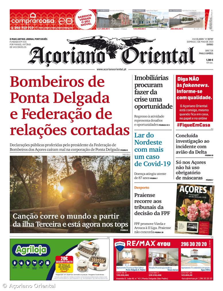 "Bombeiros de Ponta Delgada e Federação de relações cortadas" é a manchete do Açoriano Oriental – Imagem 1