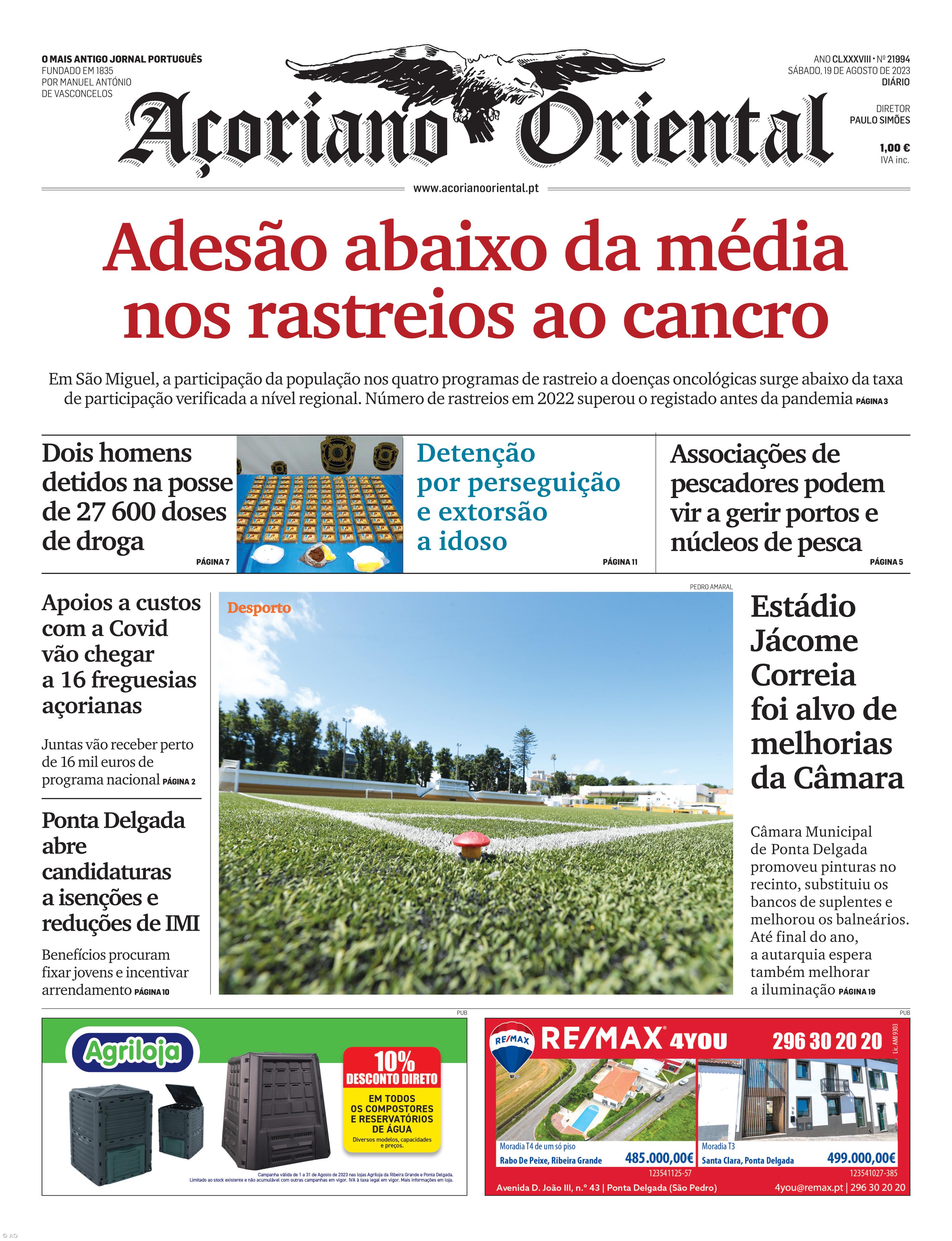 "Adesão abaixo da média nos rastreios ao cancro" é a manchete do Açoriano Oriental – Imagem 1